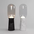 Modern Table Lamps Featuring Marble Base Transparent Glass Shade And Black Metal Frame White Lampshade