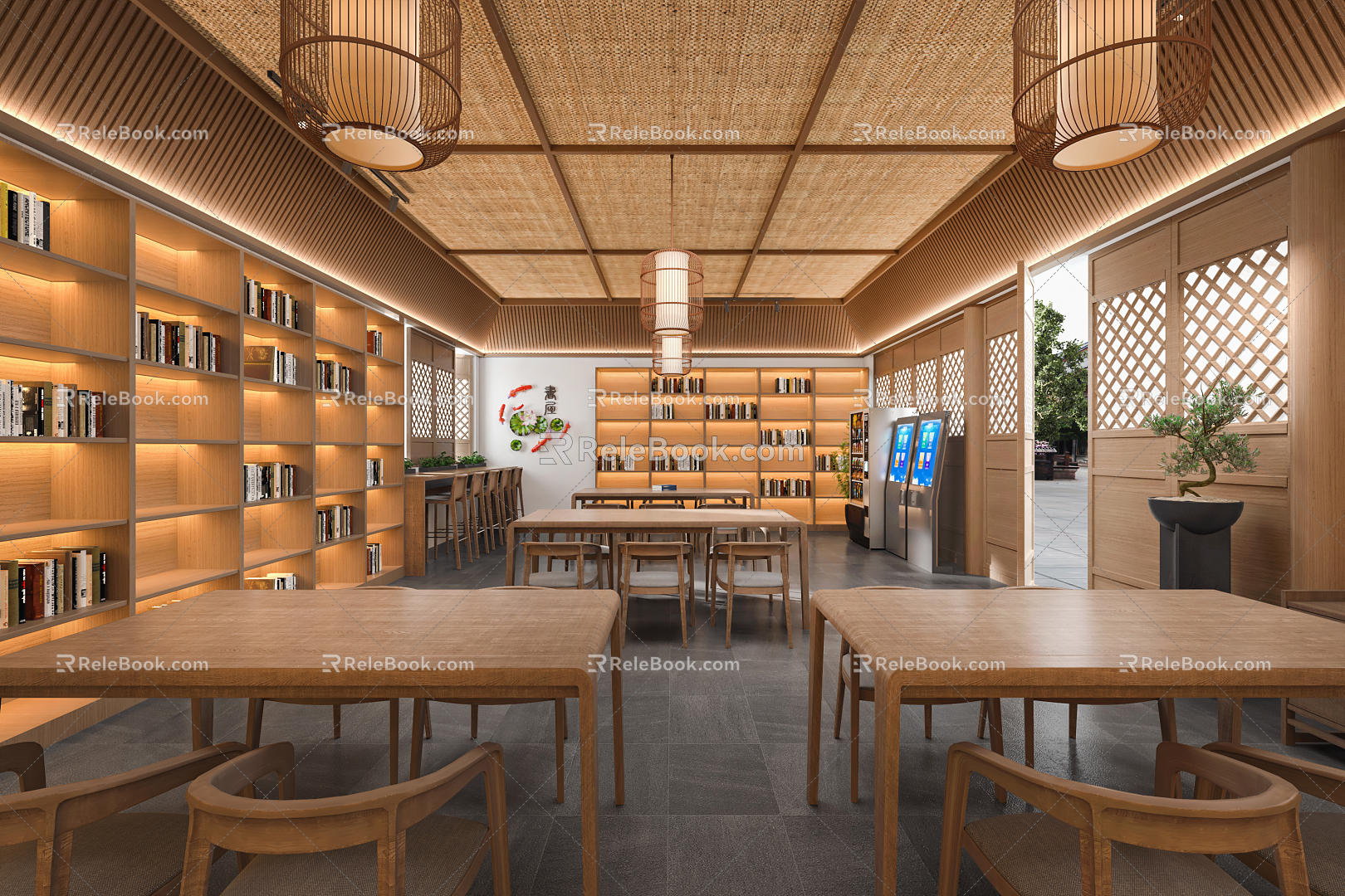 New Chinese Style Bookstore 3d model