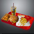 Delicious Fast Food Tray With Hamburger French Fries Nuggets And Soft Drink