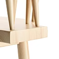 Modern Light Wood Black And White Bar Stools With Slatted Back Slender Legs Metal Footrest