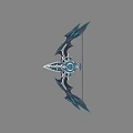 Elegant Fantasy Bow Weapon Featuring Blue Crystal Accents And Black Design