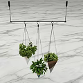 Stylish Three Conical Hanging Planters with Lush Green Plants Against Marble Floor