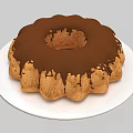 Moist Bundt Cake Topped With Chocolate Glaze Served On White Plate
