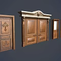 Wooden Doors Featuring Carved Double Door Glass Panel And Decorative Top Styles