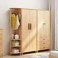 Nordic Wardrobe Solid Oak Wardrobe 3d model