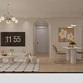 Soft Warm Cream Tone Open Plan Dining And Living Room With Cozy Modern Interior Design