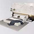 Modern background double bed double bedside table background wall bedside lamp 3d model