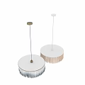 Round Natural Woven Chandelier With Light Wood Tassel Design For Modern Home
