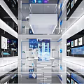 Hi Tech Exhibition Hall Interior With Digital Displays Data Charts And Modern Design