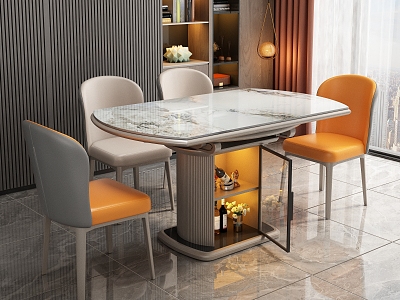 Simple Light Luxury Dining Table and Chair Combination 3d model