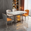 Simple Light Luxury Dining Table and Chair Combination 3d model