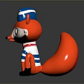 Cute Cartoon Fox Character With Orange Body Blue White Hat Striped Shirt Green Eyes