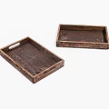 Set of Two Natural Wooden Trays With Rustic Finish For Home Decor And Storage