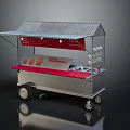 Metal Street Food Cart With Awning Red Countertop And Menu