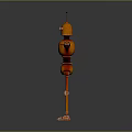 Orange Robot Game and Movie Character with Yellow Eyes Antenna Head and Outstretched Arms