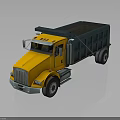 Bright Yellow Heavy Duty Dump Truck Featuring Black Cargo Bed And Cab