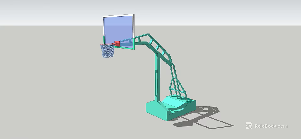 Portable Basketball Hoop With Blue Backboard Green Stand And Net 3d model 