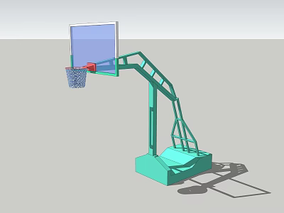 Portable Basketball Hoop With Blue Backboard Green Stand And Net 3d model