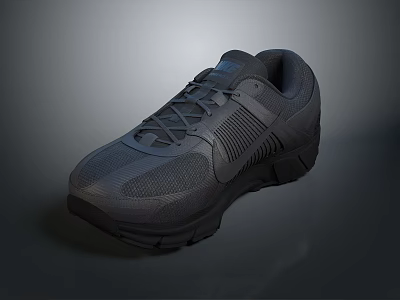 Black Sports Shoes With Mesh Upper Lace Up Design For Casual Daily Wear 3d model