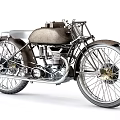 Vintage Motorcycle Classic Design With Leather Seat Spoked Wheels And Chrome Details