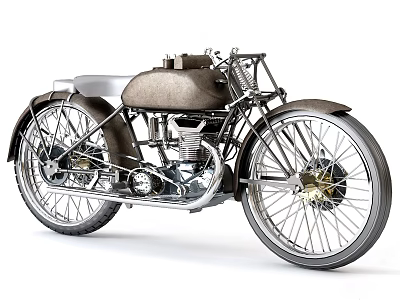 Vintage Motorcycle Classic Design With Leather Seat Spoked Wheels And Chrome Details 3d model