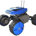 Blue And Black Functional Robotic Vehicle With Large Off Road Wheels And Robust Design 3d model