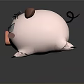 3D Cartoon Pig Character With Angry Expression Pink Body And Brown Ears