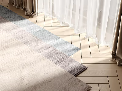 Square Rugs With Gradient Colors On Wooden Floor 3d model