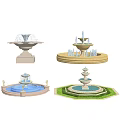 Various Decorative Fountains With Different Designs And Ornate Bases For Outdoor Spaces
