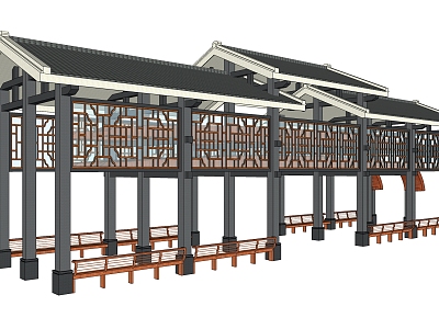 Chinese-style porch rack dragon boat shed model