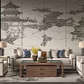 New Chinese Sofa Coffee Table Combination Sofa Combination 3d model