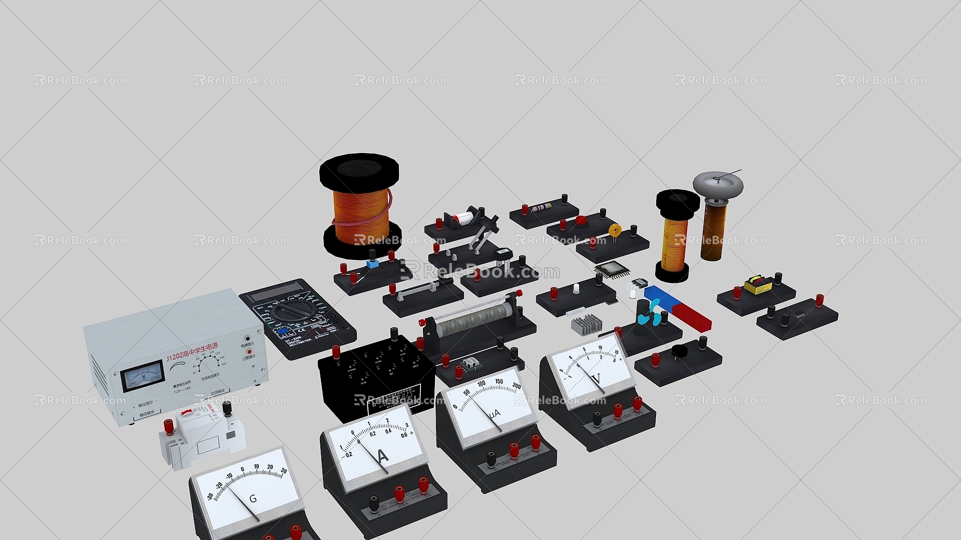 Physics experiment equipment middle school physics experiment equipment physics electric learning experiment box circuit equipment ammeter voltmeter ammeter resistance Tesla 3d model