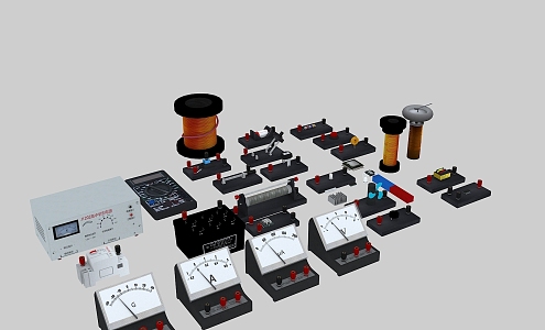 Physics experiment equipment middle school physics experiment equipment physics electric learning experiment box circuit equipment ammeter voltmeter ammeter resistance Tesla 3d model