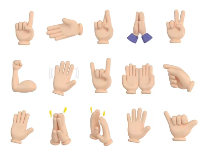 Hand Gesture Decorative Ornament Set with Various Cute Poses for Home Decoration 3d model