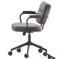 Modern Home Office Desk And Chair Set With Grey Velvet Chair Black Metal Frame And Wheels