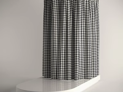 Black And White Houndstooth Pattern Shower Curtain For Bathroom Decor 3d model