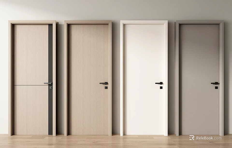 Modern Hinged Doors in Various Colors and Styles for Home Interior 3d model 
