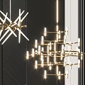 Modern Chandelier With Geometric Metal Frame And Bright LED Lights For Interior Design