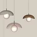 Modern Minimalist Pendant Lights With Mushroom Shaped White Gold Pink Shades In Interior