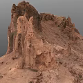 Natural Desert Scenery Featuring Red Rock Formations and Tall Eroded Cliffs