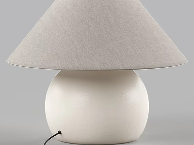 Minimalist Table Lamp With White Ceramic Base And Light Gray Fabric Shade 3d model