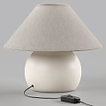 Minimalist Table Lamp With White Ceramic Base And Light Gray Fabric Shade 3d model