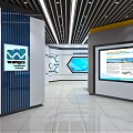 Modern Exhibition Hall Interior With Wangda Logo Digital Screens And Display Panels