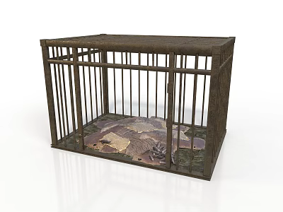 Sturdy Metal Dog Cage For Pets With Secure Door And Comfortable Mat 3d model