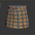 Stylish Orange And Blue Plaid Skirt With Classic Checkered Pattern Design