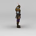 Inflatable Ancient Warrior Armor Model With Decorative Helmet And Purple Pants 3d model