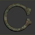 Ancient Bronze Bracelet With Rustic Green Patina And Engraved Inscriptions