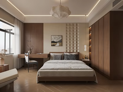 Light Luxury Dining Living Room Interior With Open Layout Sofa Dining Table And Pendant Lamp 3d model