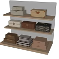Decorative Ornament Set With Multi Tiered Wooden Display Shelf And Various Designed Boxes