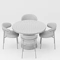 Modern Round Dining Table Set With Beige Upholstered Chairs And Wooden Frame